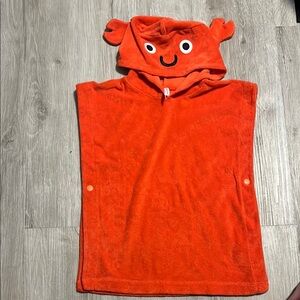 Kids Orange Hooded Towel Poncho